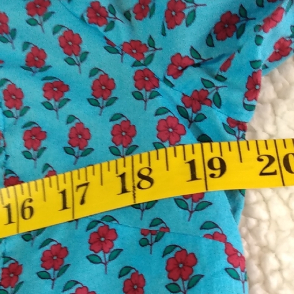 J. Crew Re-imagined Blue Button-up Floral Shirt with Pink Floral Accents WMNS -M - Picture 12 of 15